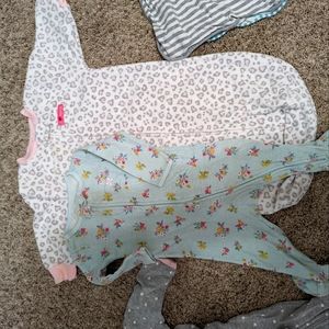 Leopard Fleece sleep sack and floral thermal footed pj